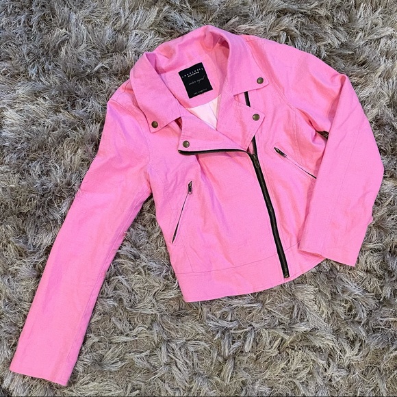 Sanctuary Jackets & Blazers - Sanctuary Pink Linen Moto Jacket